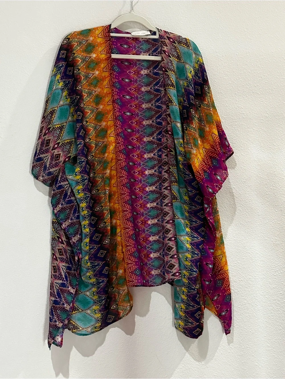 La Blanca Vibrant Aztec Print Kimono in Purple, Turquoise & Orange